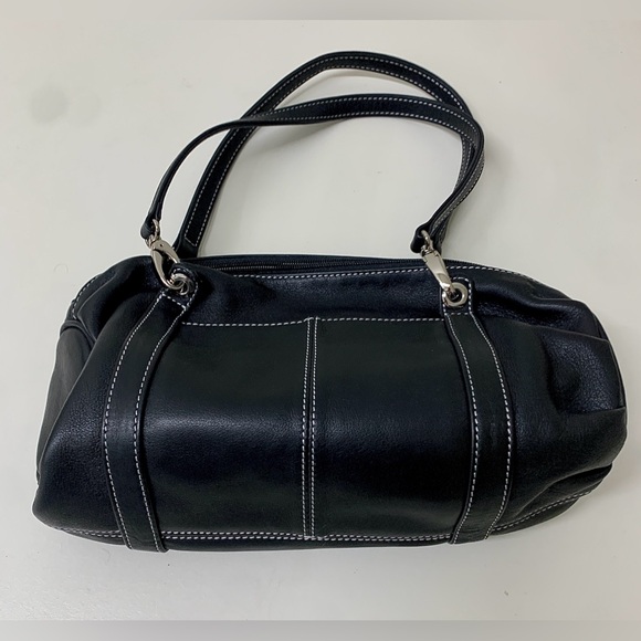 Y2K Vtg Black Leather Lee's Needle Art Handbag Purse - Picture 4 of 16